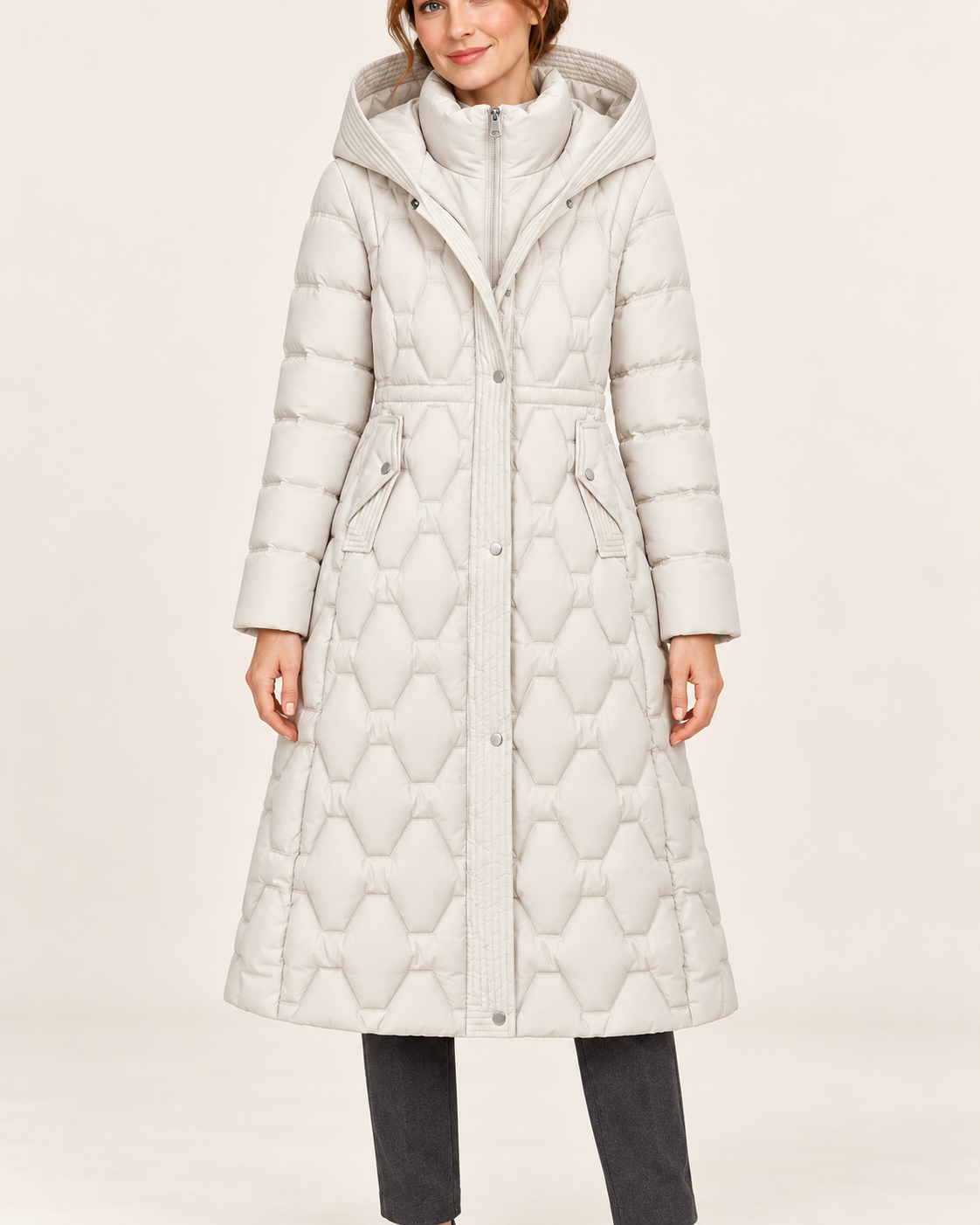 Women's Long Quilted Puffer Coat With Hood