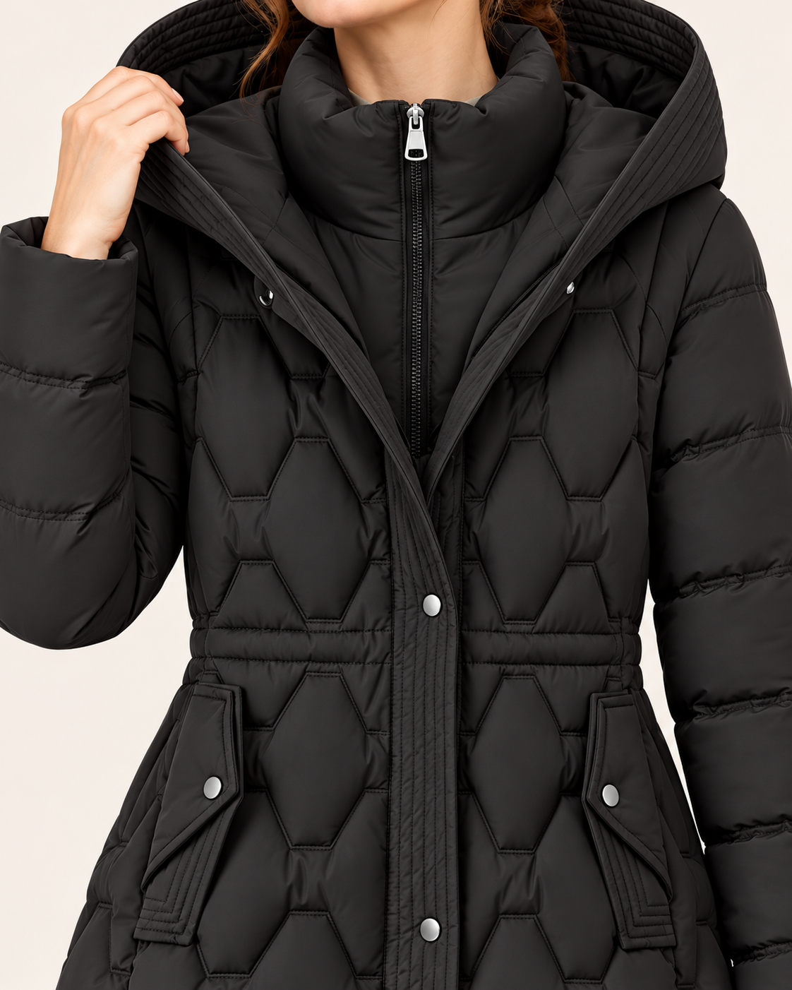 Women's Long Quilted Puffer Coat With Hood