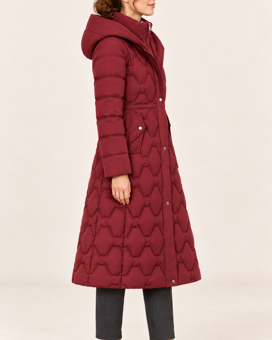 Women's Long Quilted Puffer Coat With Hood