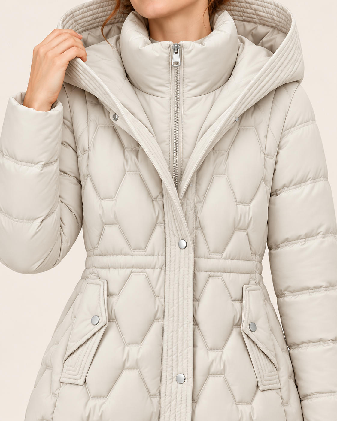 Women's Long Quilted Puffer Coat With Hood