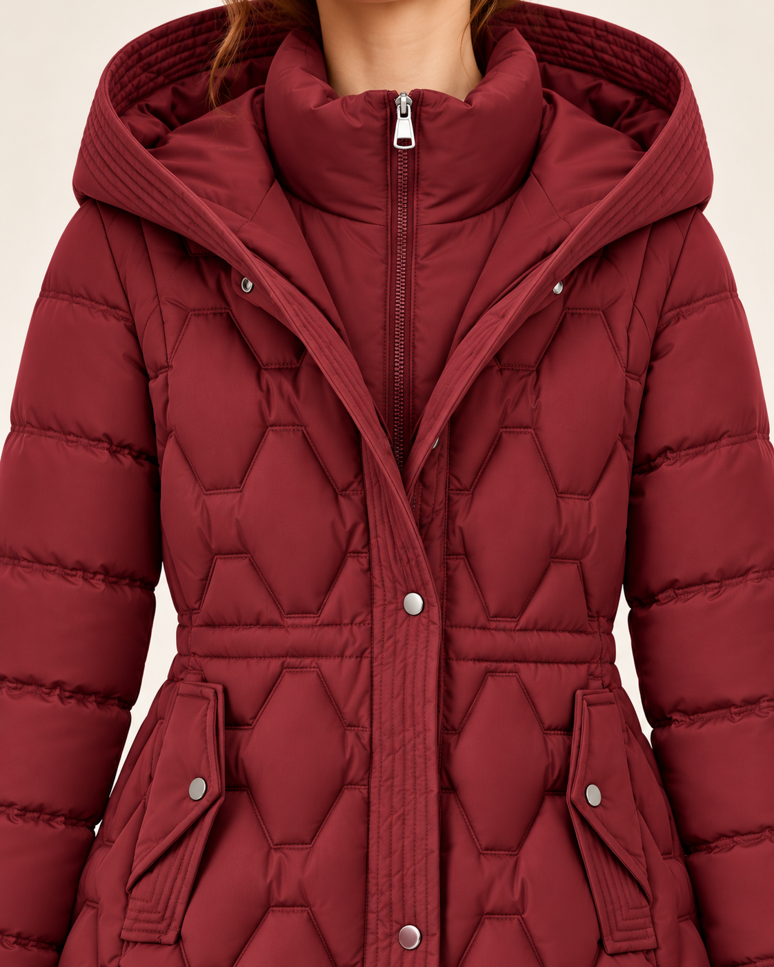 Women's Long Quilted Puffer Coat With Hood
