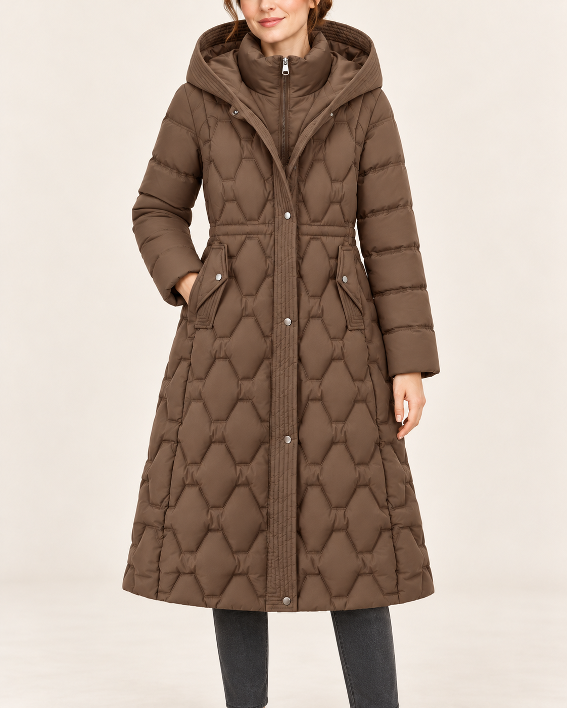 Women's Long Quilted Puffer Coat With Hood