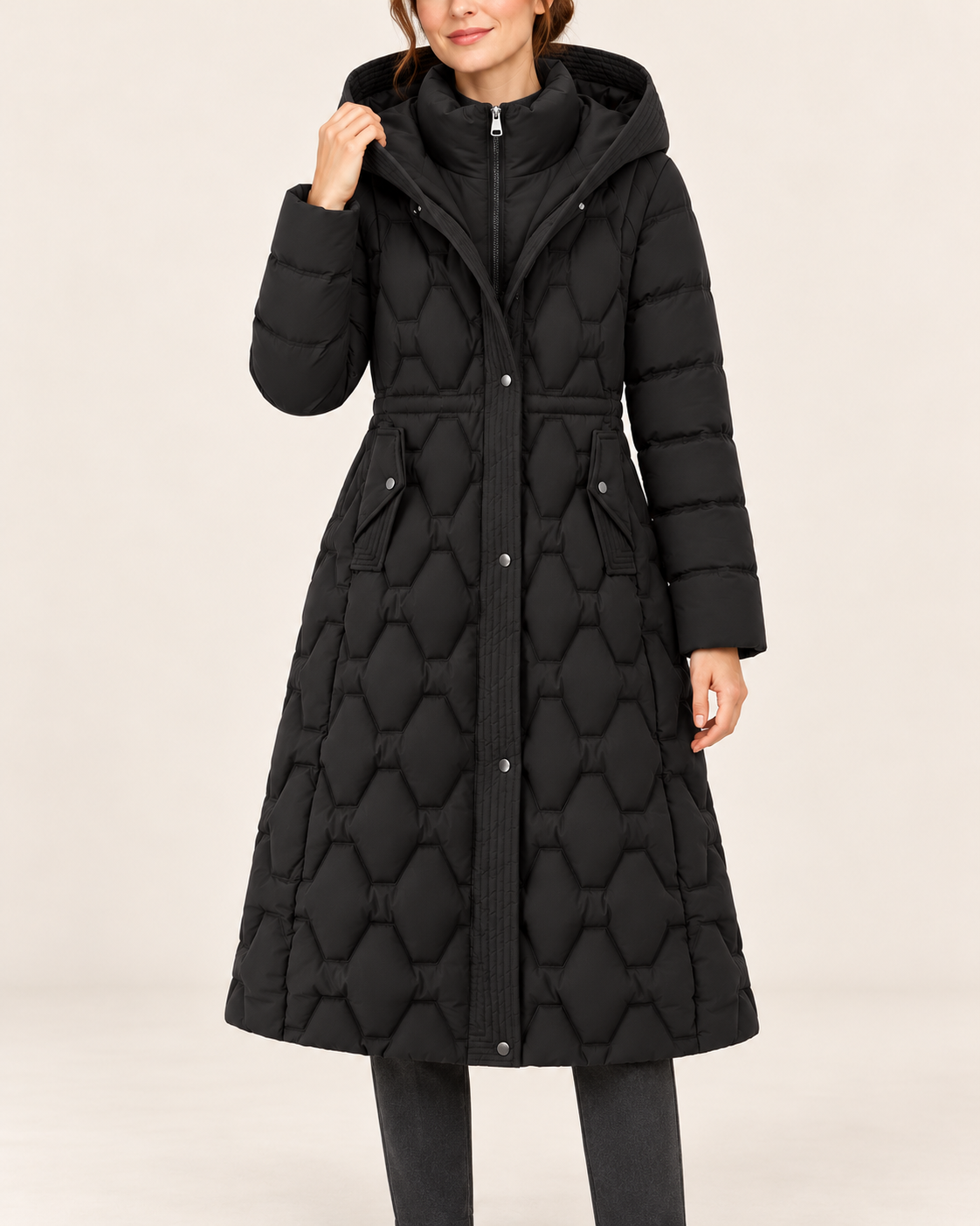 Women's Long Quilted Puffer Coat With Hood