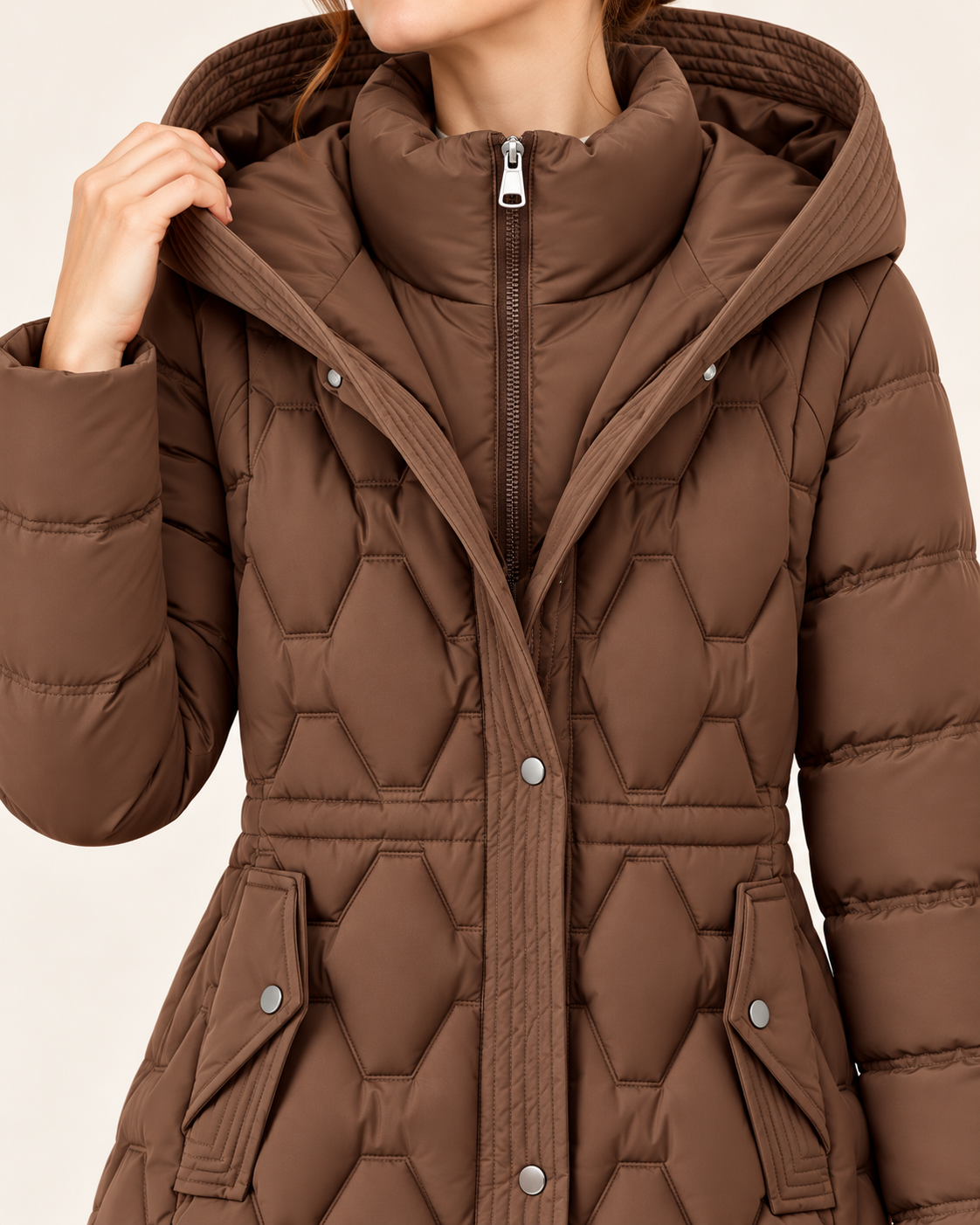 Women's Long Quilted Puffer Coat With Hood