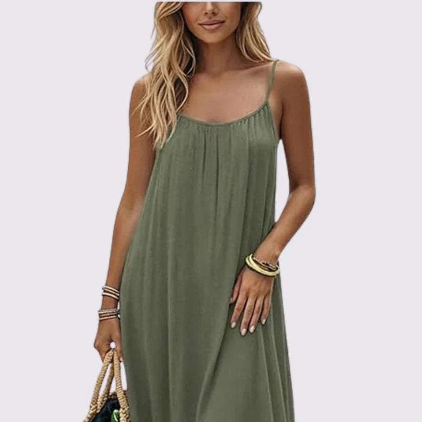 Women's Open Back Dress — Backless Mini Dress, Spaghetti Straps, Slim Fit