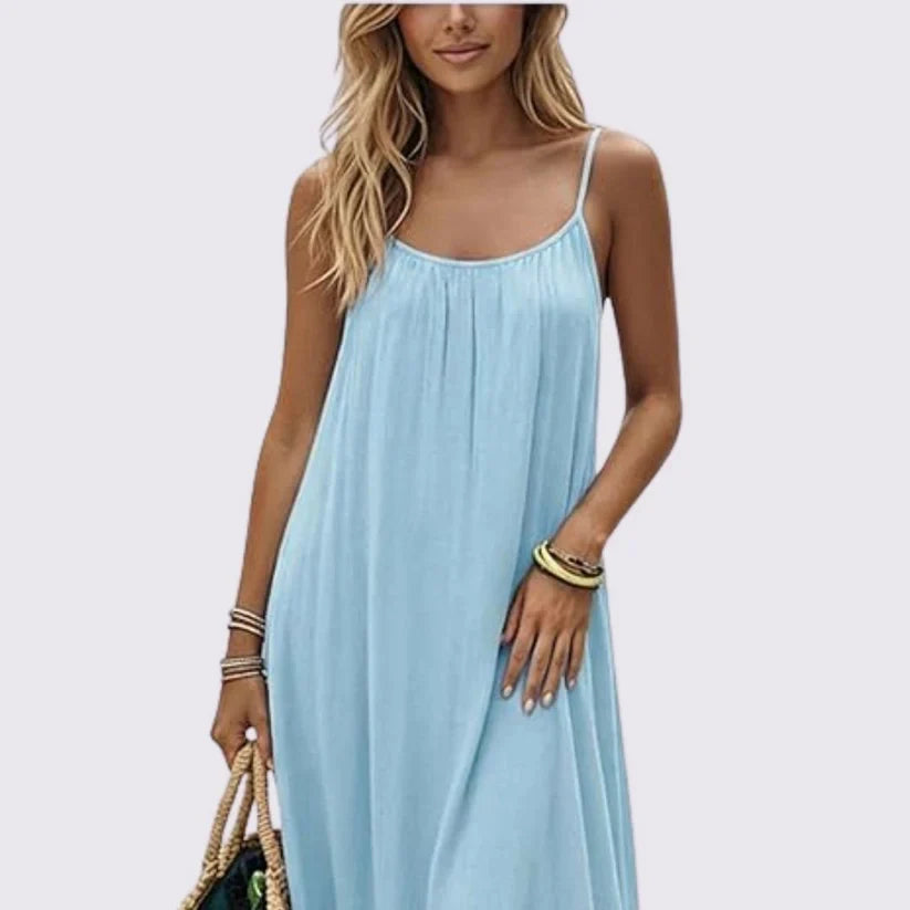 Women's Open Back Dress — Backless Mini Dress, Spaghetti Straps, Slim Fit