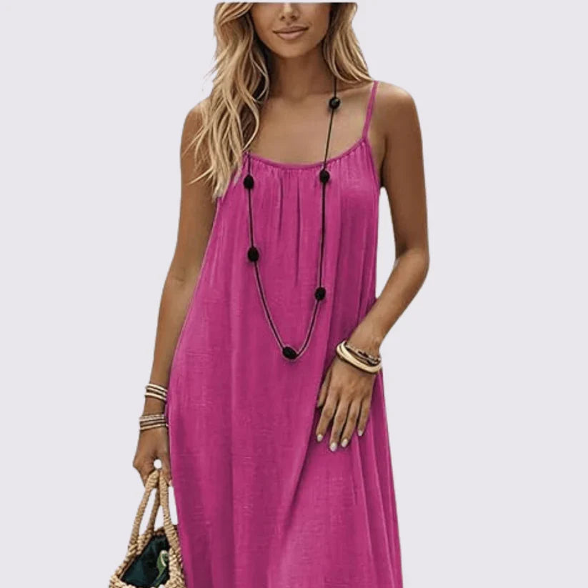 Women's Open Back Dress — Backless Mini Dress, Spaghetti Straps, Slim Fit