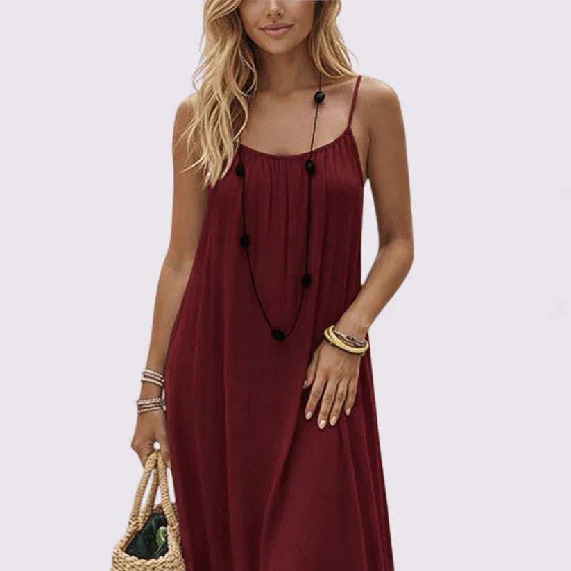 Women's Open Back Dress — Backless Mini Dress, Spaghetti Straps, Slim Fit