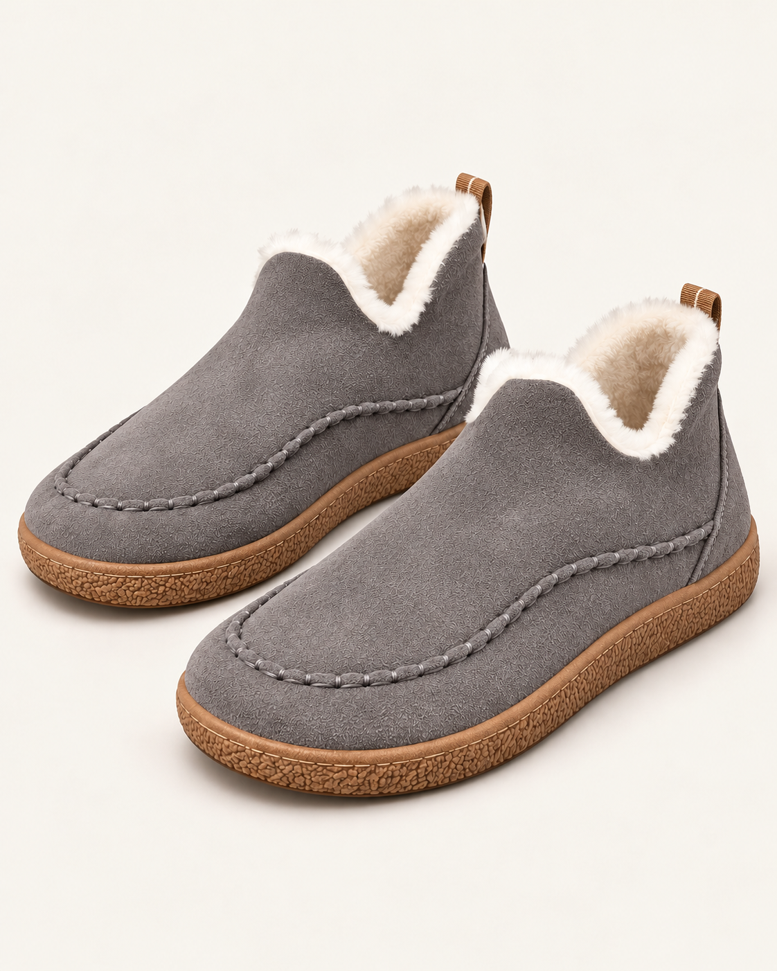 Women's Orthopaedic Slipper Boots with Plush Lining in Gray