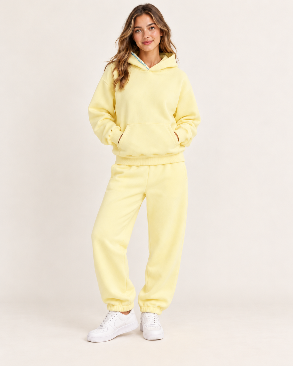 Women's Oversized Hoodie Tracksuit in Yellow