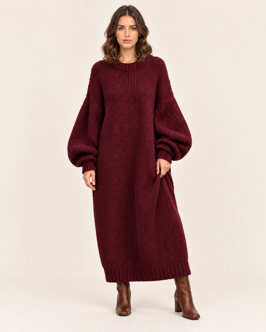 Women's Oversized Knitted Maxi Jumper Dress