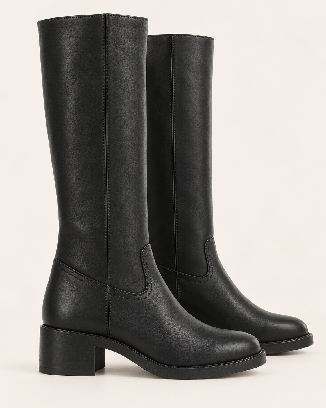 Women's Pull On Mid Calf Riding Boots in Black