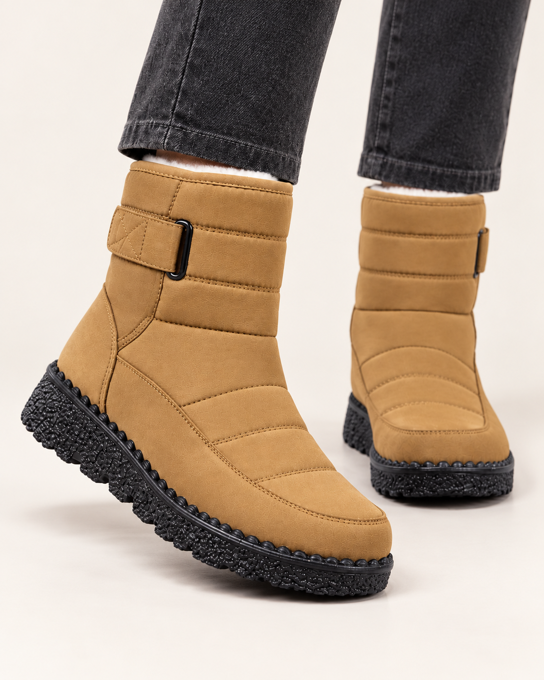 Women's Quilted Snow Boots With Strap