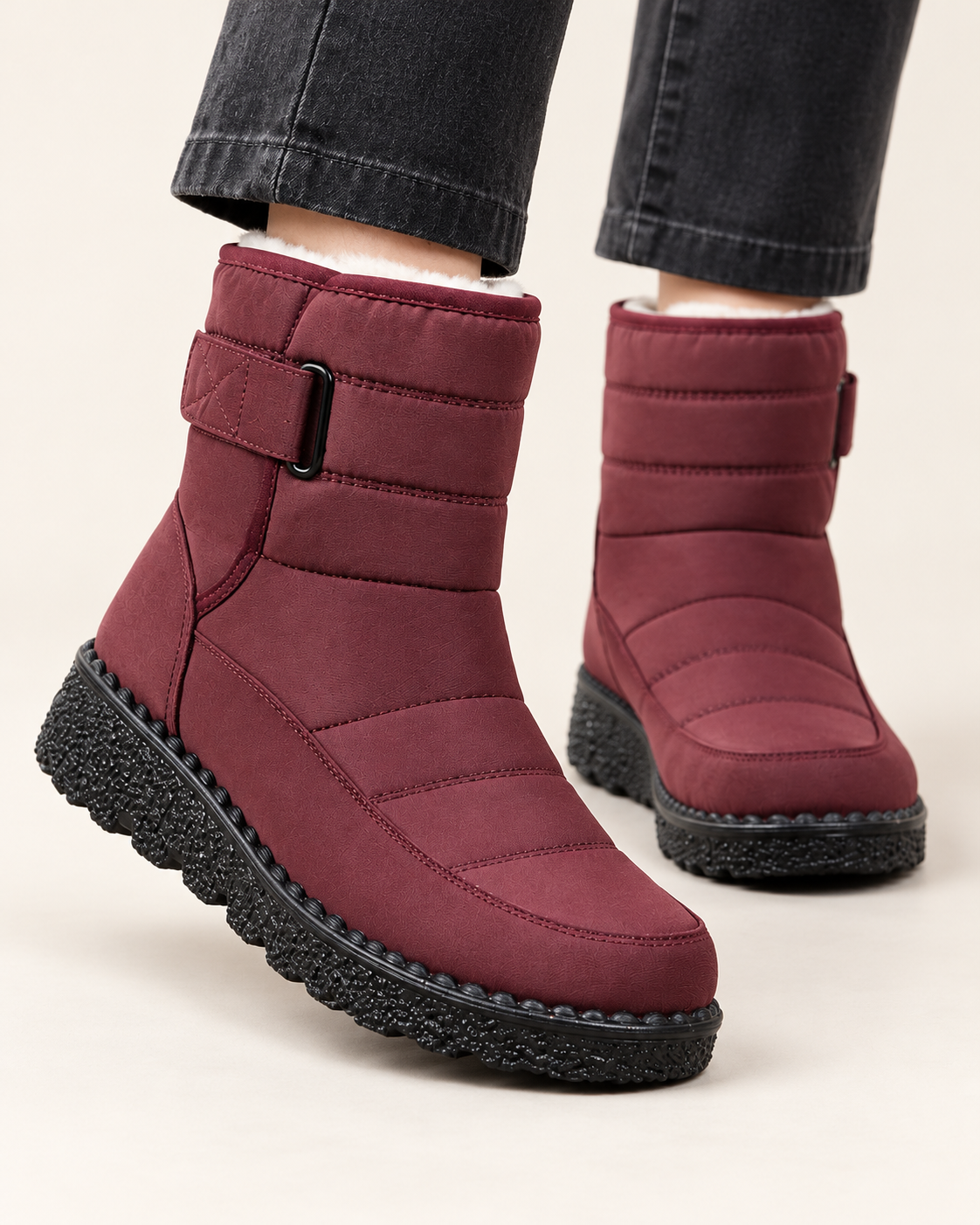 Women's Quilted Snow Boots With Strap