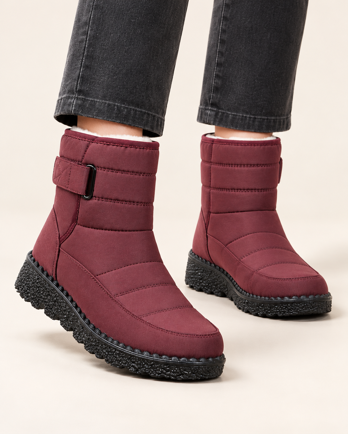 Women's Quilted Snow Boots With Strap