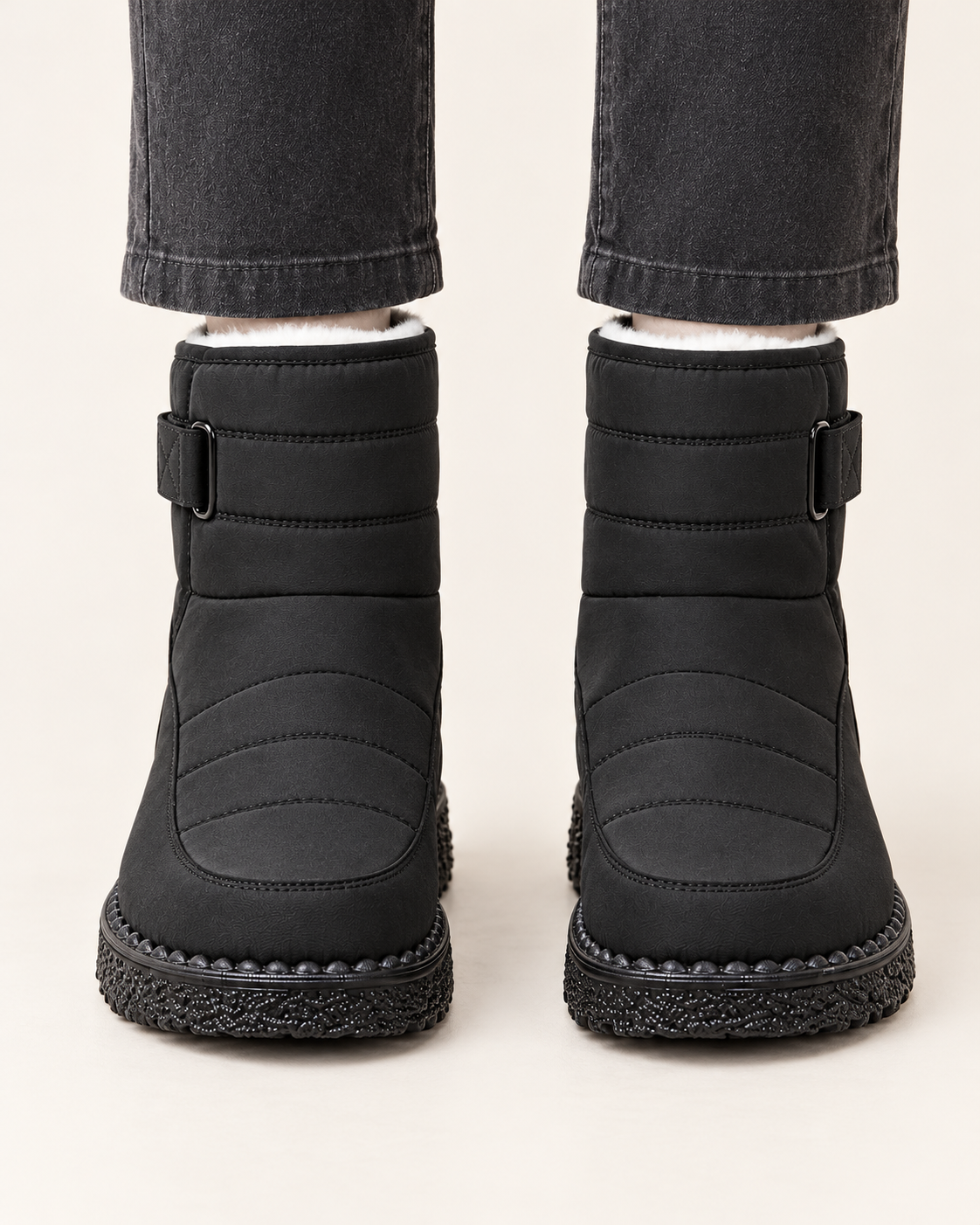 Women's Quilted Snow Boots With Strap