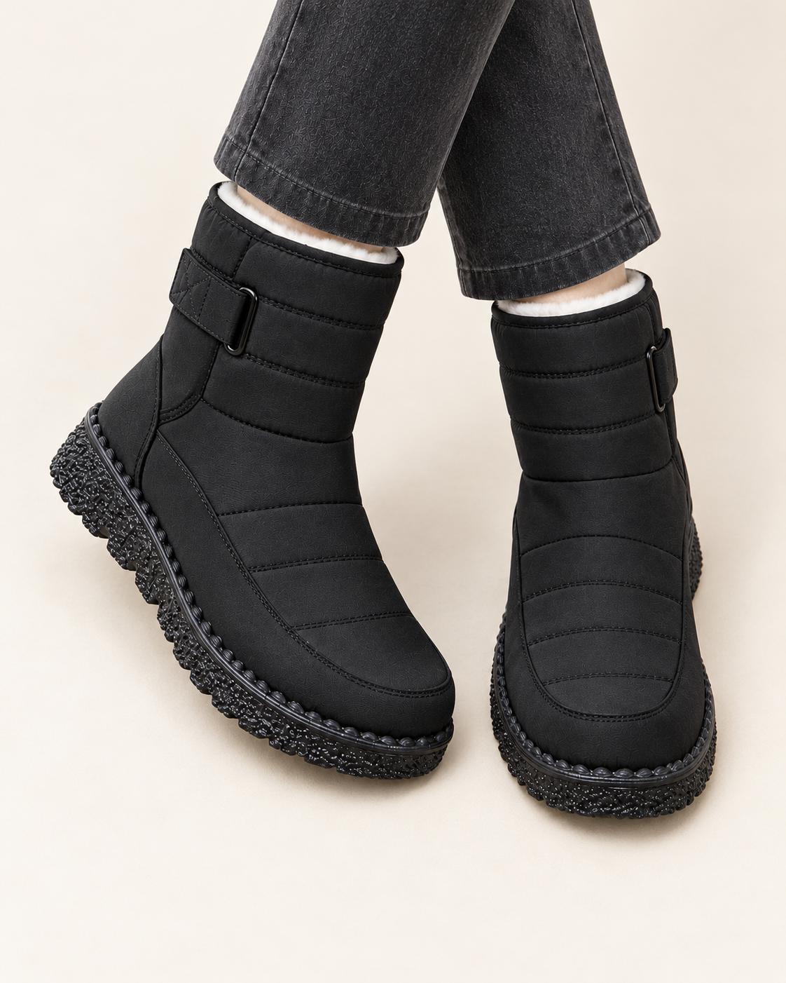 Women's Quilted Snow Boots With Strap