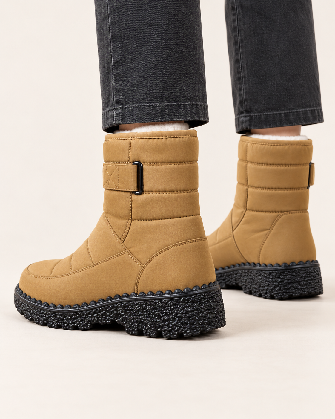 Women's Quilted Snow Boots With Strap