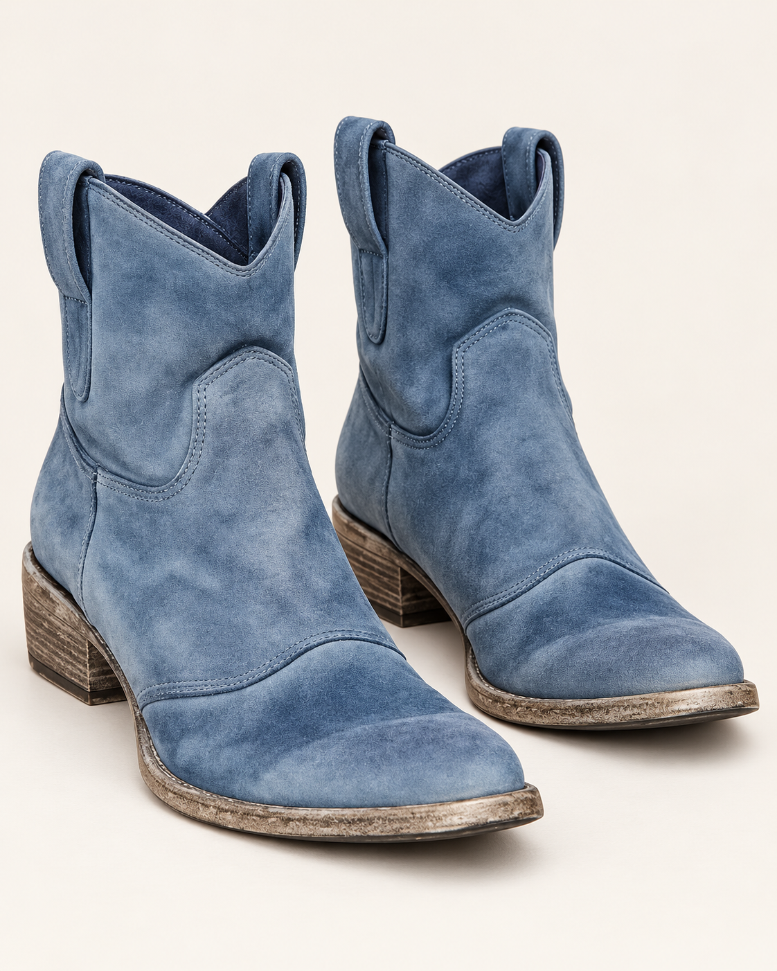 Women's Suede Look Western Ankle Boots in Blue, view 2