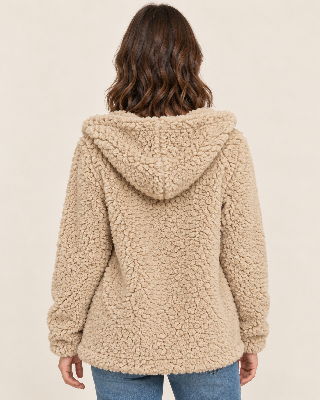 Women's Teddy Fleece Jacket with Hood and Zip Front