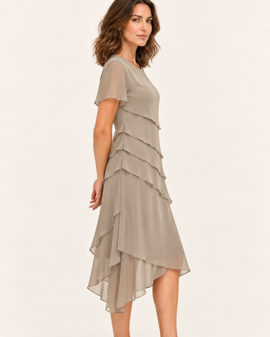 Women's Tiered Chiffon Midi Dress