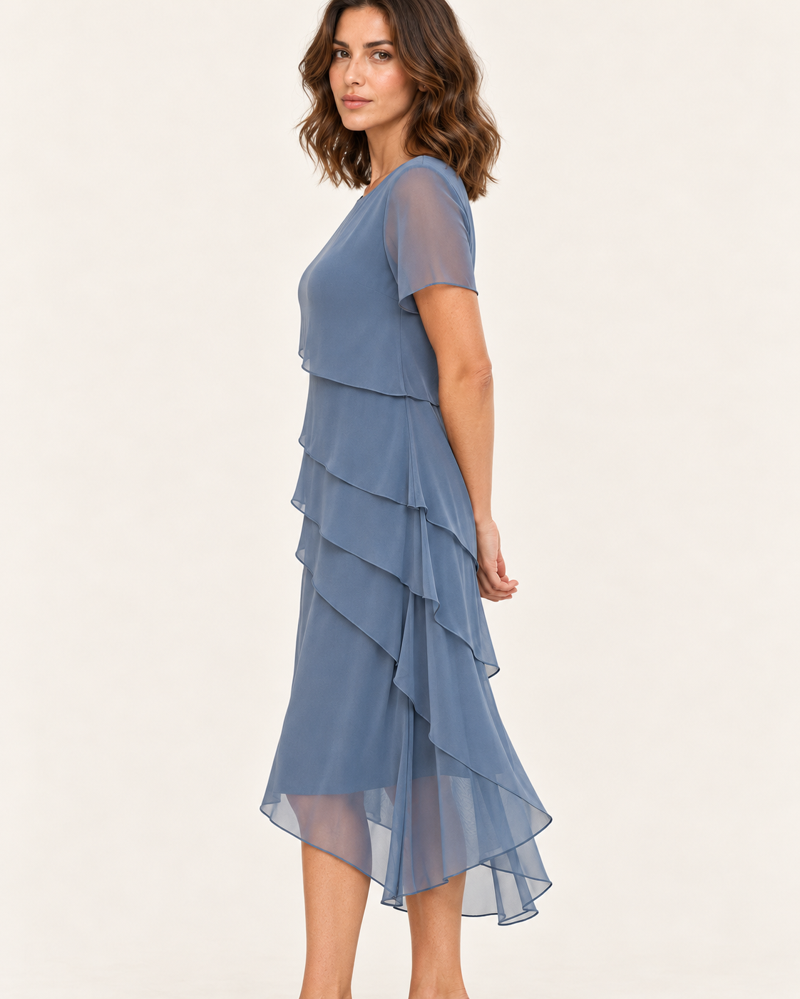 Women's Tiered Chiffon Midi Dress