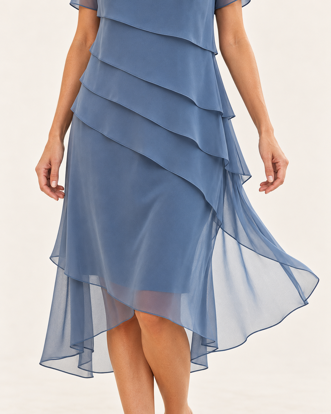 Women's Tiered Chiffon Midi Dress