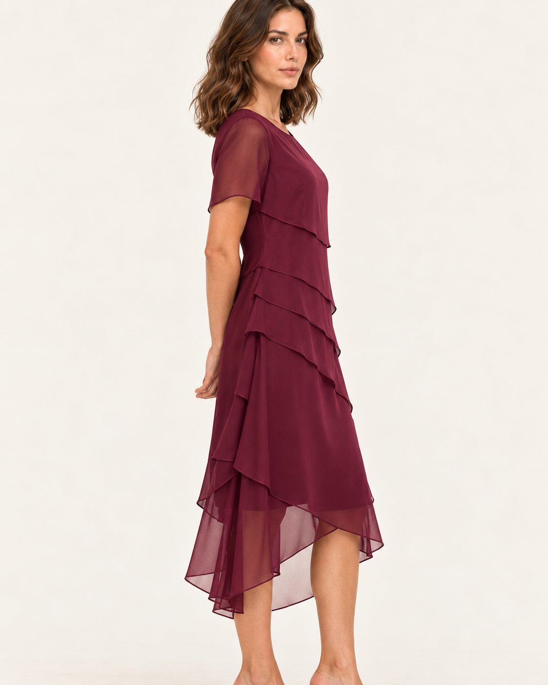 Women's Tiered Chiffon Midi Dress