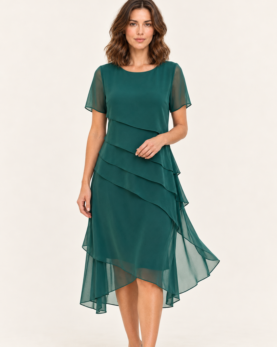 Women's Tiered Chiffon Midi Dress