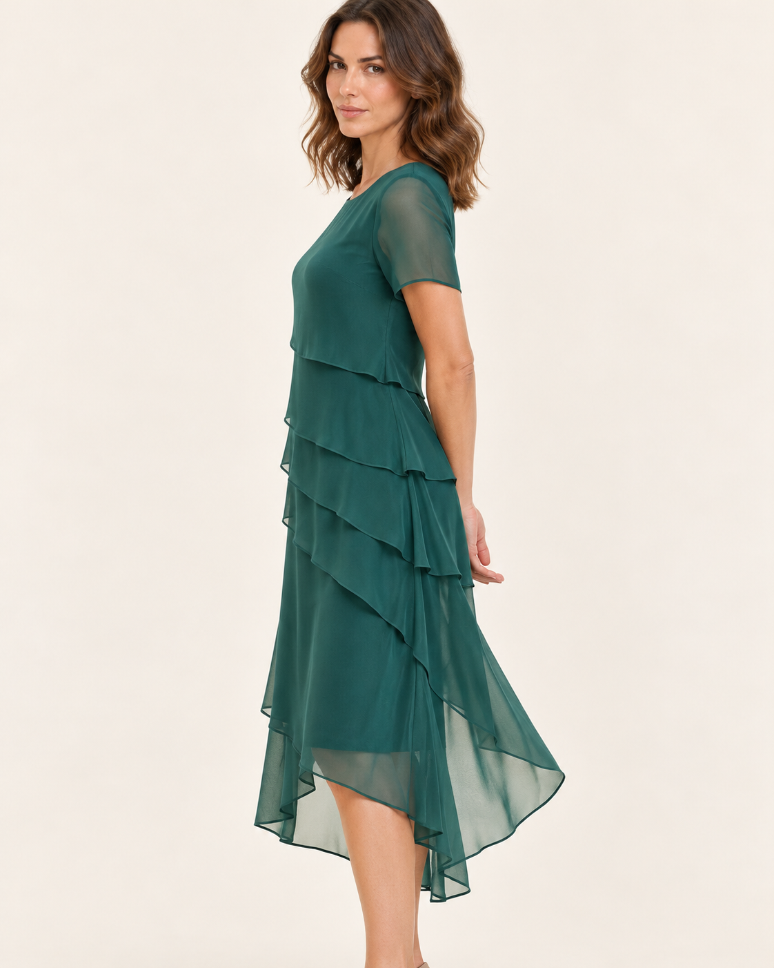 Women's Tiered Chiffon Midi Dress