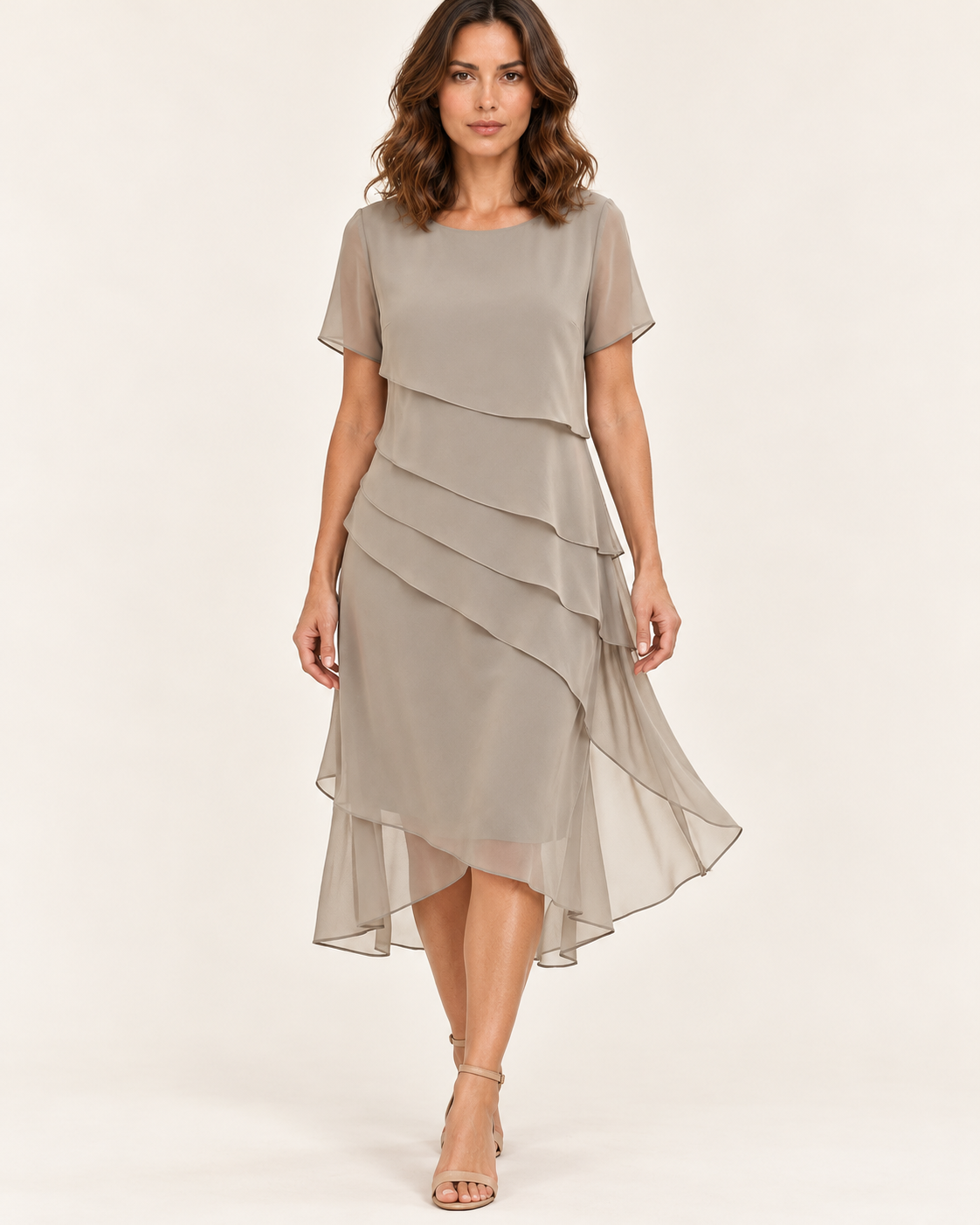 Women's Tiered Chiffon Midi Dress