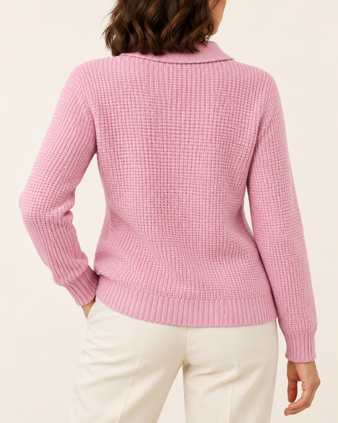 Women's Waffle Knit Collared Cardigan