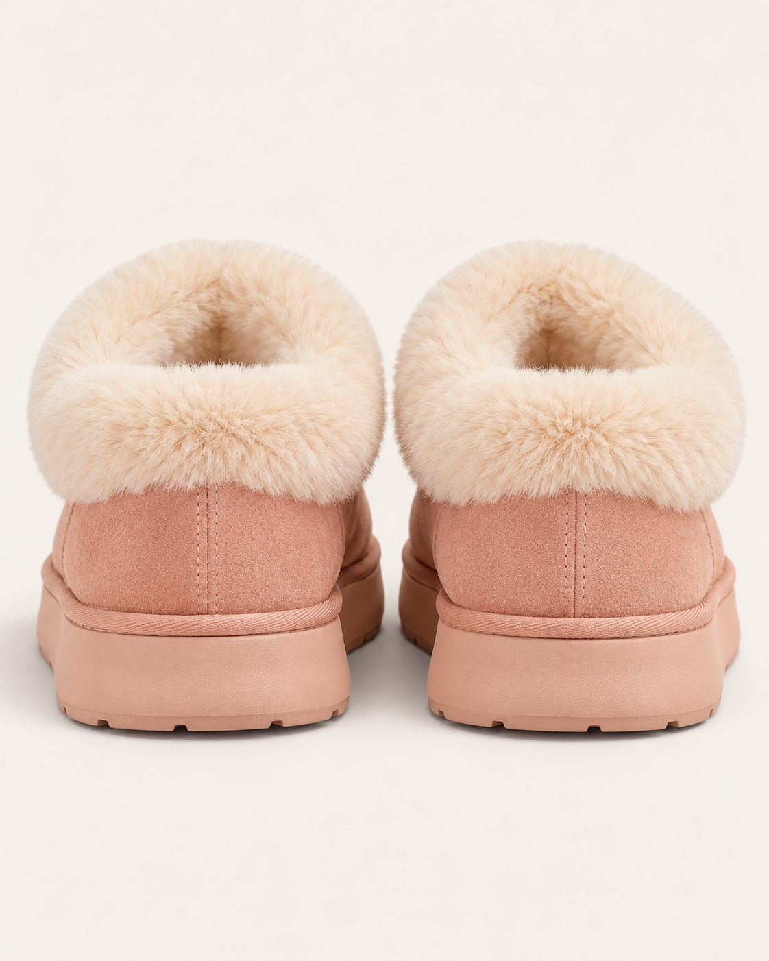 Women's Platform Slipper Boots with Faux Fur Cuff and Chunky Sole