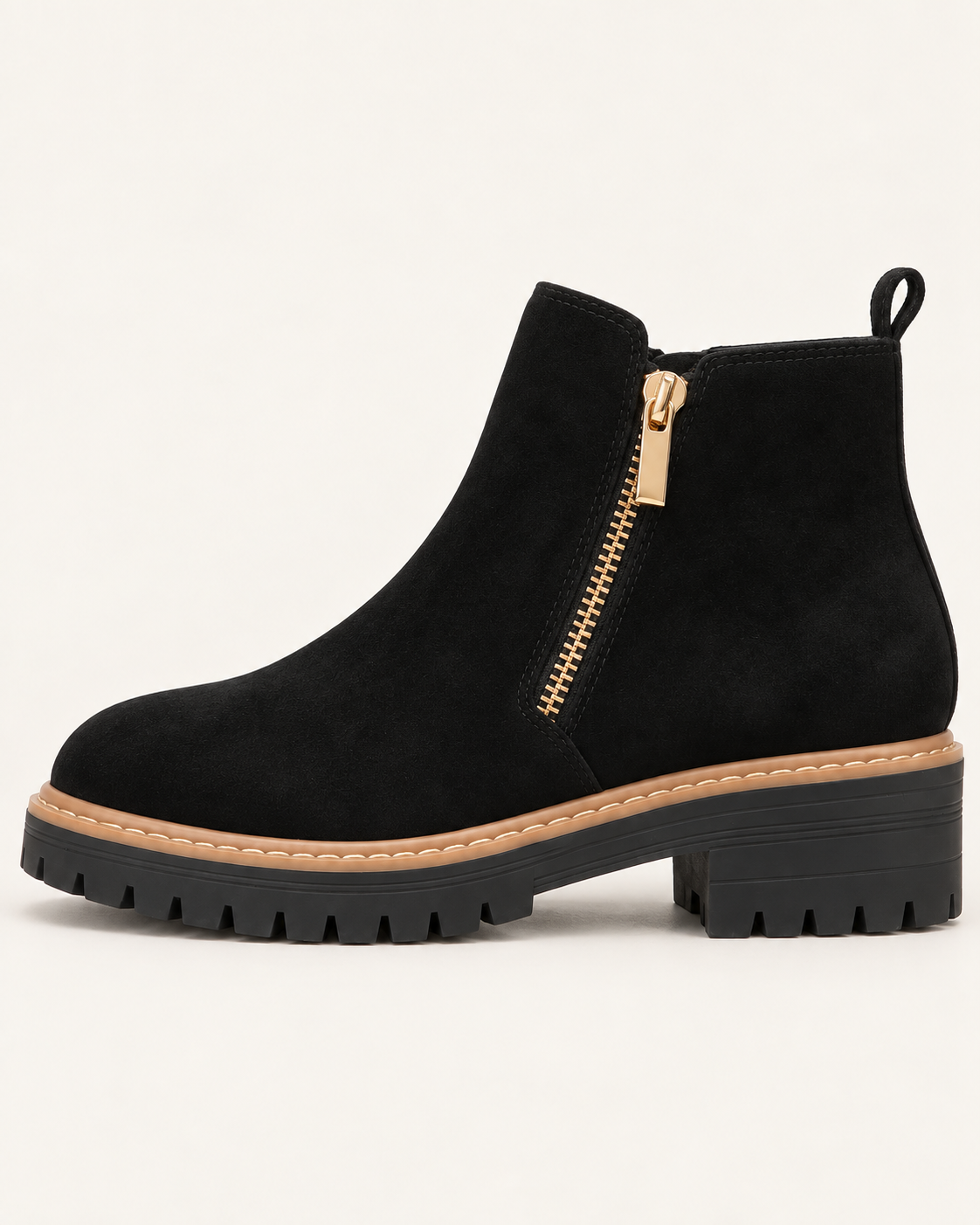 Women's Waterproof Block Heel Ankle Boots with Side Zip