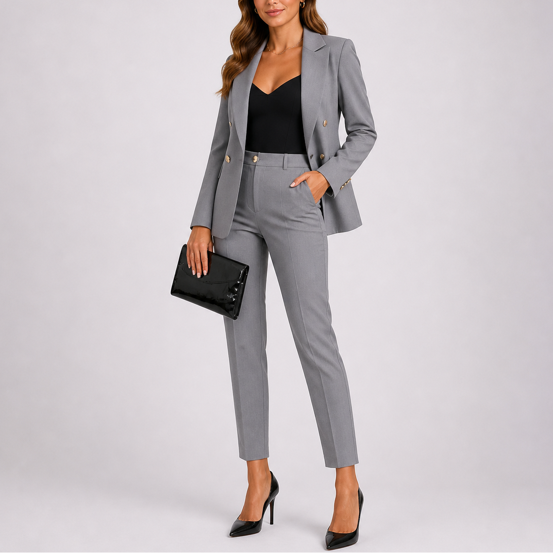 Women's Tailored Blazer and Trousers Smart-Casual Office Ready Two Piece Suit Set