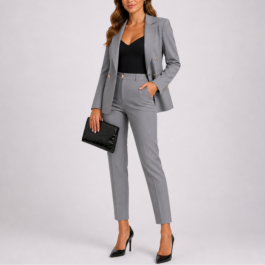 Women's Tailored Blazer and Trousers Smart-Casual Office Ready Two Piece Suit Set
