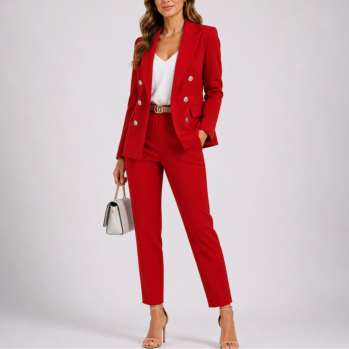 Women's Tailored Blazer and Trousers Smart-Casual Office Ready Two Piece Suit Set
