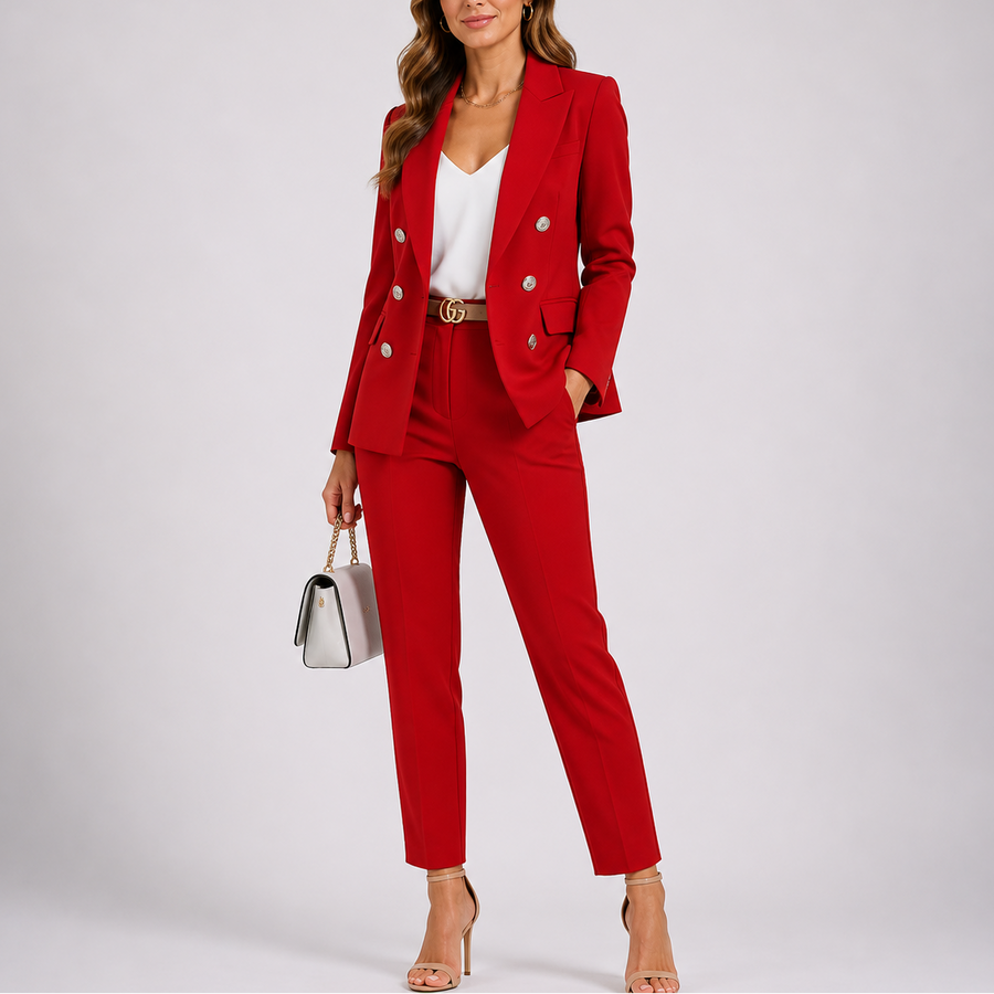 Women's Tailored Blazer and Trousers Smart-Casual Office Ready Two Piece Suit Set