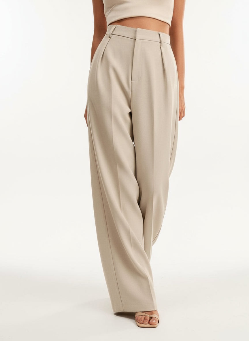 Women's High Waisted Wide Leg Trousers Tailored Fit Professional Office