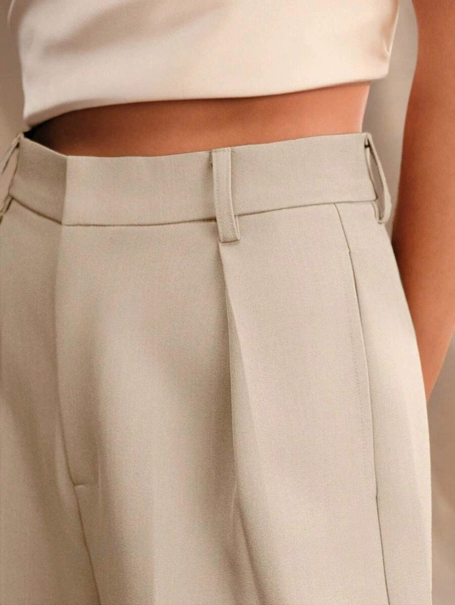 Women's Tailored High Waist Wide Leg Trousers Chic Elegant Office Casual