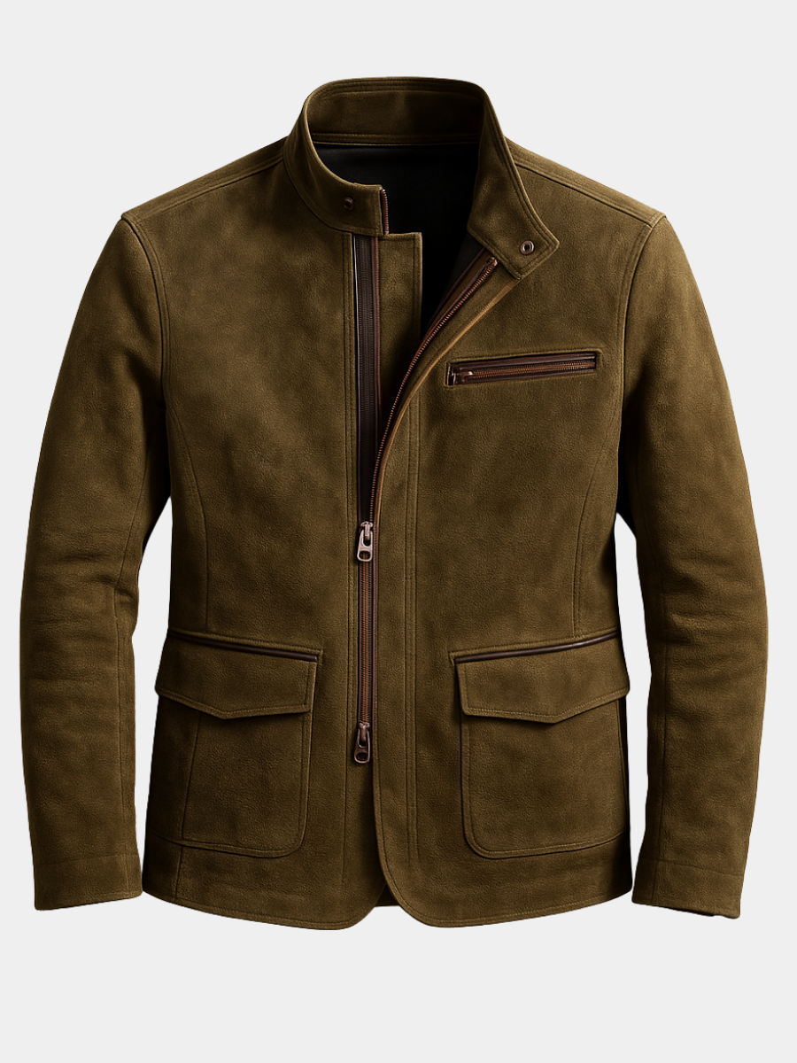 Men's Elegant Jacket Tailored Fit Long Sleeve Button Closure Smart-Casual