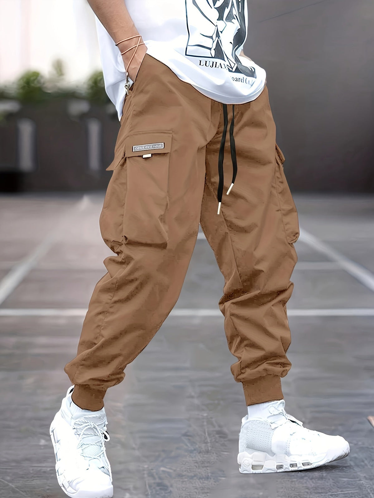 Men's Cargo Jogger Pants Cuffed Ankle Relaxed Fit Utility Style Everyday