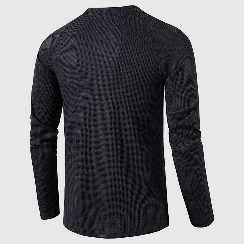 Men's Knit Long Sleeve Henley Shirt Relaxed Fit Button-Down Casual Everyday