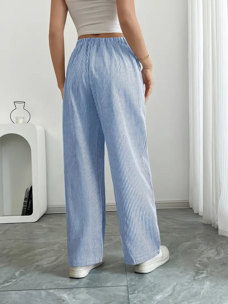 Women's Bohemian Flare Trousers High-Waisted Wide-Leg Casual Beachwear