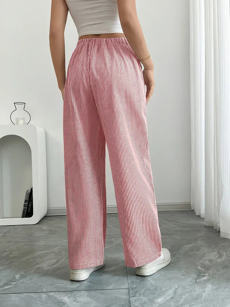 Women's Bohemian Flare Trousers High-Waisted Wide-Leg Casual Beachwear