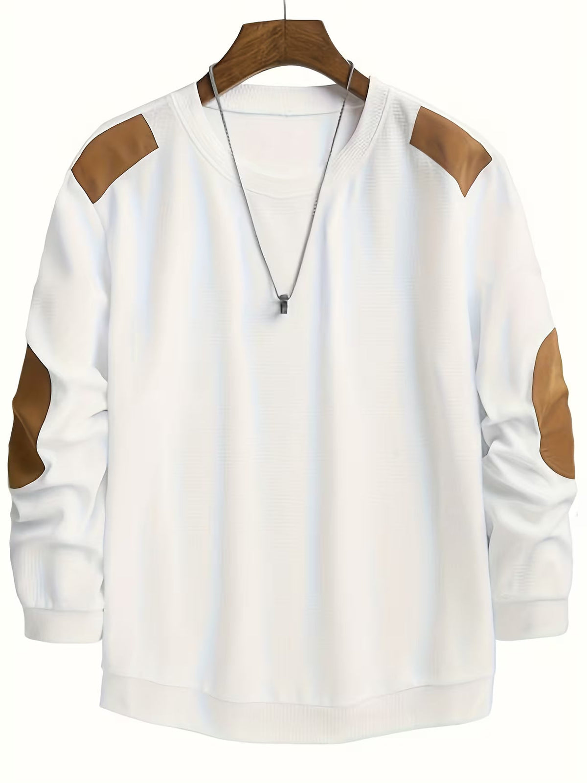 Men's Casual Waffle Knit Crewneck Sweatshirt Colour Block Relaxed Fit Everyday Wear