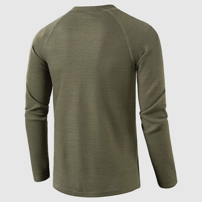 Men's Knit Long Sleeve Henley Shirt Relaxed Fit Button-Down Casual Everyday
