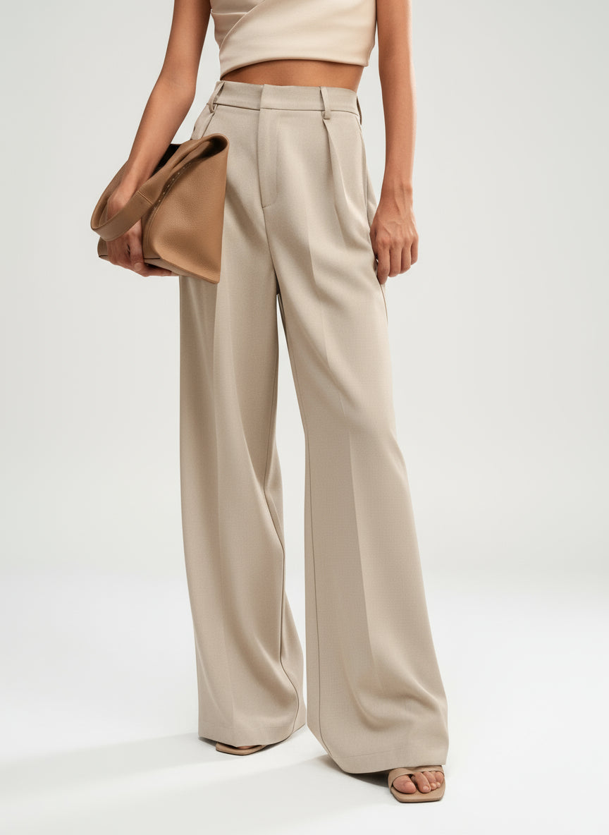 Women's High Waisted Wide Leg Trousers Tailored Fit Professional Office