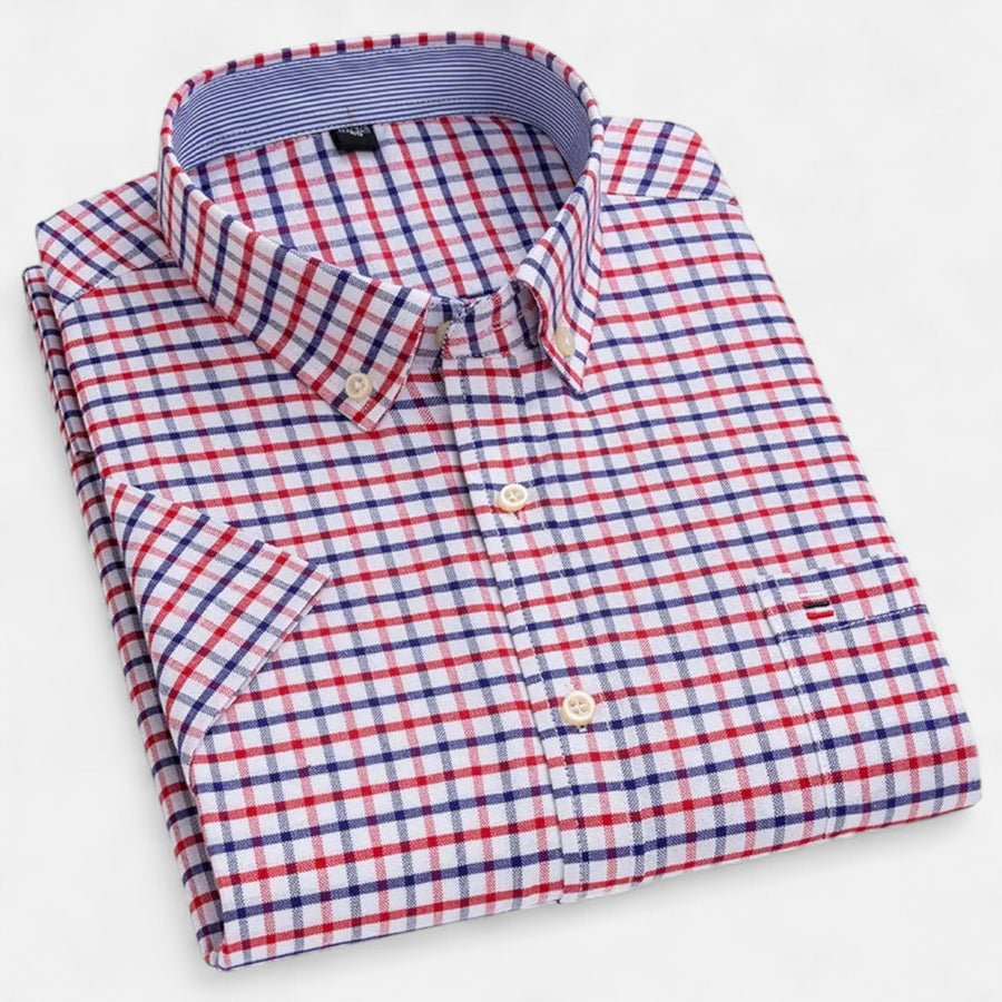 Men's Oxford Short-Sleeve Shirt Classic Fit Button-Down Casual Summer