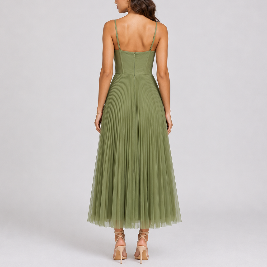 Women's Elegant Maxi Dress Pleated Design Formal Occasion Wedding Event